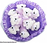 Букет из мягких игрушек "Милые мишки фиолетовый" 4