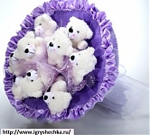 Букет из мягких игрушек "Милые мишки фиолетовый" 5