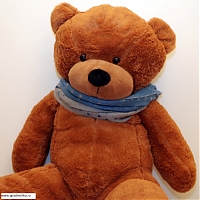 Большой коричневый медведь "Синий шарфик" 120 см