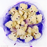 Букет из мягких игрушек "Счастливые мишки фиолетовые"