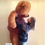 Большой коричневый медведь "Фиолетовый шарфик" 200 см