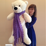 Большой белый медведь "Фиолетовый шарфик" 120 см