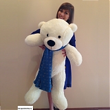 Большой белый медведь "Синий шарфик" 120 см