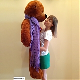 Большой коричневый медведь "Фиолетовый шарфик" 160 см