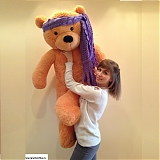 Большой карамельный медведь "Фиолетовый шарфик" 160 см