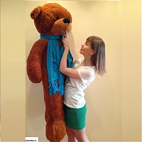 Большой коричневый медведь "Бирюзовый шарфик" 160 см