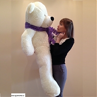 Большой белый медведь "Фиолетовый шарфик" 160 см
