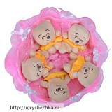 Букет из мягких игрушек "Розовая улыбка"