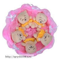 Букет из мягких игрушек "Розовая улыбка"